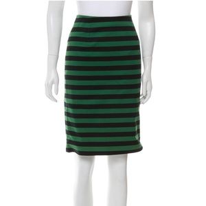 Vintage Prada Green&Black Striped Pencil Skirt